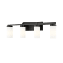Z-Lite Danica 4 Light 30" Wide Vanity Light with Ribbed, Frosted Glass Shades Matte Black