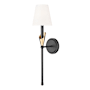 Z-Lite Claudelle 24" Tall Bathroom Sconce with Fabric Shade Matte Black / Modern Gold