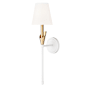 Z-Lite Claudelle 24" Tall Bathroom Sconce with Fabric Shade Textured White / Modern Gold