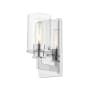 Z-Lite Savannah Single Light 10" Tall Bathroom Sconce with a Clear Glass Shade Chrome
