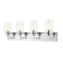 Z-Lite Savannah 4 Light 32" Wide Vanity Light with Clear Glass Shades Chrome