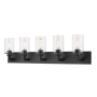 Z-Lite Savannah 5 Light 39" Wide Vanity Light with Clear Glass Shades Bronze