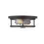 Z-Lite Savannah 2 Light 11" Wide Flush Mount Drum Ceiling Fixture with a Clear Glass Shade Bronze