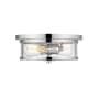 Z-Lite Savannah 2 Light 11" Wide Flush Mount Drum Ceiling Fixture with a Clear Glass Shade Chrome