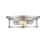 Z-Lite Savannah 2 Light 14" Wide Flush Mount Drum Ceiling Fixture with a Clear Glass Shade Brushed Nickel
