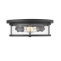 Z-Lite Savannah 2 Light 14" Wide Flush Mount Drum Ceiling Fixture with a Clear Glass Shade Bronze