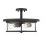 Z-Lite Savannah 3 Light 16" Wide Semi-Flush Drum Ceiling Fixture with a Clear Glass Shade Bronze