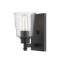 Z-Lite Bohin 9" Tall Bathroom Sconce Clear Seedy Glass Matte Black