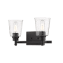 Z-Lite Bohin 2 Light 16" Wide Vanity Light with Clear Seedy Glass Matte Black