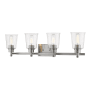 Z-Lite Bohin 4 Light 32" Wide Vanity Light with Clear Seedy Glass Shades Brushed Nickel