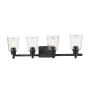 Z-Lite Bohin 4 Light 32" Wide Vanity Light with Clear Seedy Glass Shades Matte Black