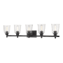 Z-Lite Bohin 5 Light 41" Wide Vanity Light with Clear Seedy Glass Shades Matte Black