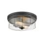 Z-Lite Bohin 2 Light 13" Wide Flush Mount Ceiling Light with a Clear Seedy Glass Matte Black