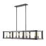 Z-Lite Kirkland 10 Light 56" Wide Faux Wood Linear Chandelier Ashen Barnboard