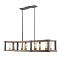 Z-Lite Kirkland 10 Light 56" Wide Faux Wood Linear Chandelier Rustic Mahogany