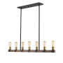 Z-Lite Kirkland 7 Light 44" Wide Faux Wood Linear Chandelier Rustic Mahogany
