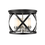 Z-Lite Malcalester 4 Light 16" Wide Flush Mount Drum Ceiling Fixture Matte Black / Brushed Nickel