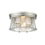 Z-Lite Cape Harbor 2 Light 12" Wide Flush Mount Drum Ceiling Fixture Brushed Nickel