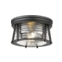 Z-Lite Cape Harbor 2 Light 12" Wide Flush Mount Drum Ceiling Fixture Matte Black