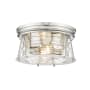Z-Lite Cape Harbor 2 Light 12" Wide Flush Mount Drum Ceiling Fixture Polished Nickel
