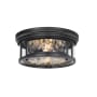 Z-Lite Clarion 2 Light 12" Wide Flush Mount Drum Ceiling Fixture Matte Black