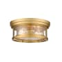 Z-Lite Clarion 2 Light 12" Wide Flush Mount Drum Ceiling Fixture Olde Brass