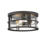 Z-Lite Jordan 3 Light 12" Wide Outdoor Flush Outdoor Ceiling Light with Seedy Glass Shade Black
