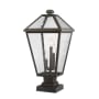 Z-Lite Talbot 3 Light 25" Tall Outdoor Pier Mount Post Light Rubbed Bronze