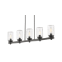 Z-Lite Tahoe 5 Light 5" Wide Outdoor Pillar Candle Linear Chandelier Ashen Barnboard