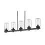 Z-Lite Tahoe 5 Light 5" Wide Outdoor Pillar Candle Linear Chandelier Matte Black
