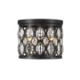 Z-Lite Dealey 3 Light 12" Wide Flush Mount Drum Ceiling Fixture with Clear Crystal Adornments Matte Black
