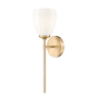 Z-Lite Oren 19" Tall Bathroom Sconce with Matte Opal Glass Shade Modern Gold