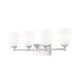 Z-Lite Oren 4 Light 31" Wide Vanity Light with Matte Opal Glass Shades Brushed Nickel