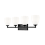 Z-Lite Oren 4 Light 31" Wide Vanity Light with Matte Opal Glass Shades Matte Black
