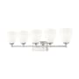 Z-Lite Oren 5 Light 38" Wide Vanity Light with Matte Opal Glass Shades Brushed Nickel