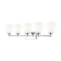 Z-Lite Oren 5 Light 38" Wide Vanity Light with Matte Opal Glass Shades Chrome