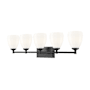 Z-Lite Oren 5 Light 38" Wide Vanity Light with Matte Opal Glass Shades Matte Black