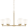 Z-Lite Oren 6 Light 32" Wide Chandelier with Matte Opal Glass Shades Modern Gold