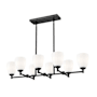 Z-Lite Oren 8 Light 42" Wide Linear Chandelier with Matte Opal Glass Shades Matte Black