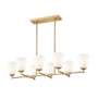 Z-Lite Oren 8 Light 42" Wide Linear Chandelier with Matte Opal Glass Shades Modern Gold