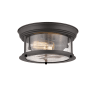 Z-Lite Sonna 2 Light 11" Wide Flush Mount Drum Ceiling Fixture with Seedy Glass Shade Bronze