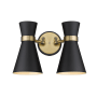 Z-Lite Soriano 2 Light 10" Tall Wall Sconce Matte Black / Heritage Brass