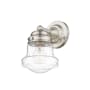Z-Lite Vaughn 10" Tall Bathroom Sconce with Clear Seedy Glass Shade Brushed Nickel