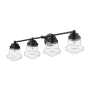 Z-Lite Vaughn 4 Light 32" Wide Bathroom Vanity Light with Clear Seedy Glass Shades Matte Black
