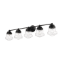 Z-Lite Vaughn 5 Light 41" Wide Bathroom Vanity Light with Clear Seedy Glass Shades Matte Black