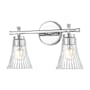 Z-Lite Belle 2 Light 16" Wide Vanity Light with Clear, Ribbed Glass Shades Chrome