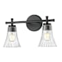 Z-Lite Belle 2 Light 16" Wide Vanity Light with Clear, Ribbed Glass Shades Matte Black