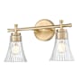 Z-Lite Belle 2 Light 16" Wide Vanity Light with Clear, Ribbed Glass Shades Modern Gold