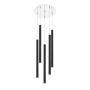 Z-Lite Forest 5 Light 14" Wide LED Multi Light Pendant with 24" Pendants Chrome / Matte Black