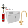 Zip Water HydroTap Celsius AIO 1.8 GPM Boiling, Chilled, and Sparkling Kitchen Faucet - Includes 120V Command Center, Two (2) CO2 1.5lb Cylinders, and CO2 Regulator Brushed Gold
